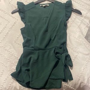 LIKE NEW green ruffle bow tank